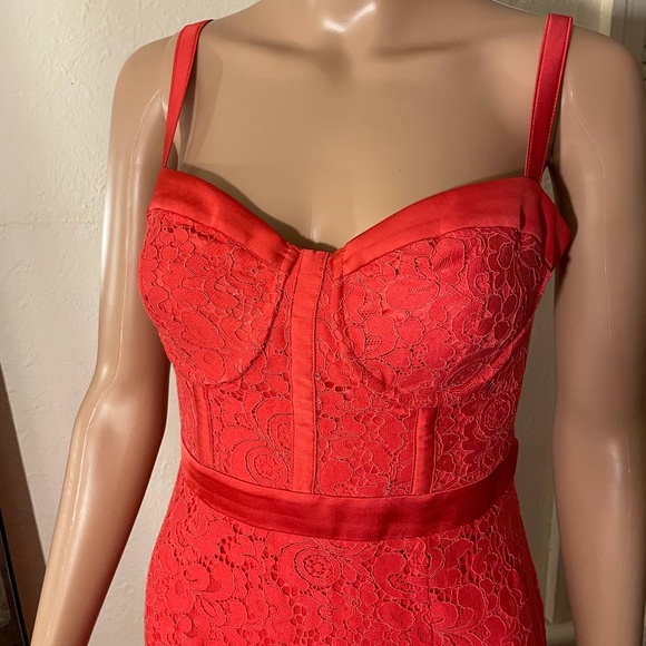 Lace corset Dress by Express in a vibrant coral color - Picture 1 of 7